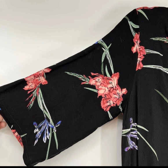 Anthropologie JAASE Black Floral Wide Leg Bohemian Pant Jumpsuit Size Small S - Picture 4 of 10